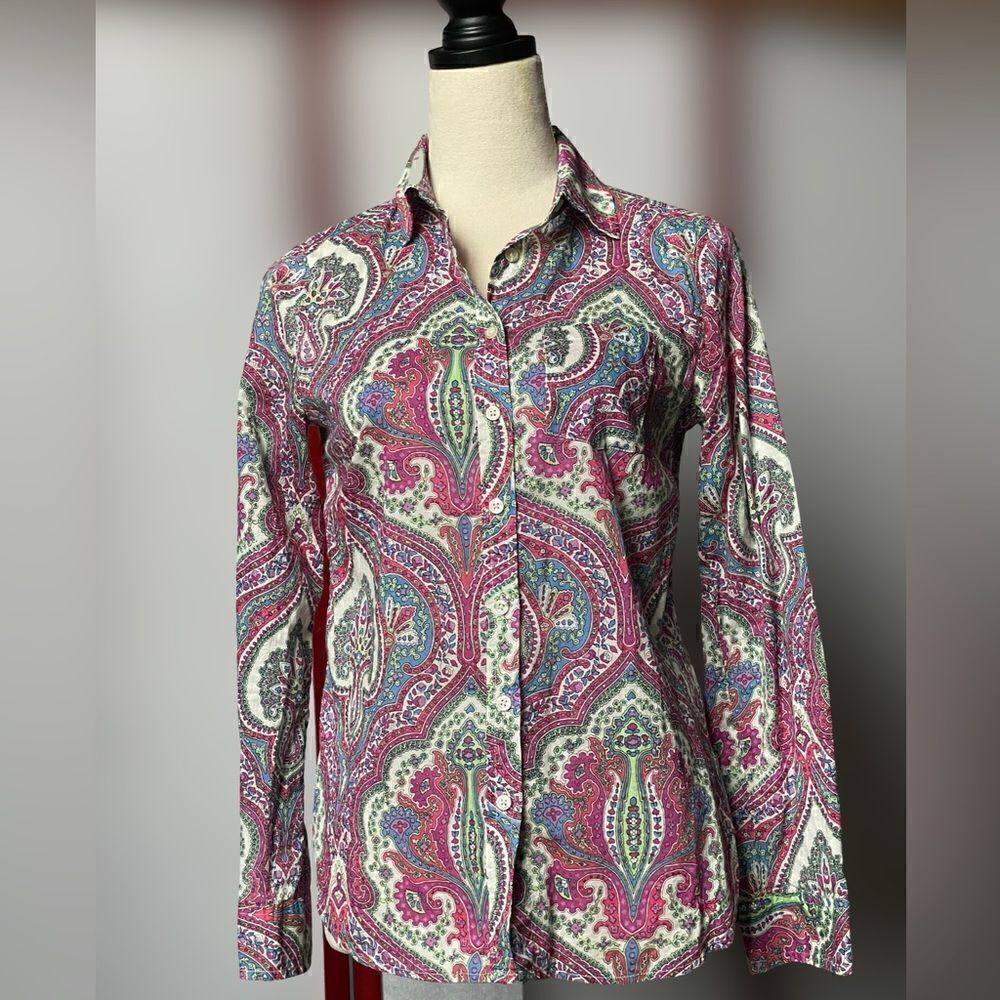Talbots Multicolored Paisley Button Down Top (Size: XS) - Picture 9 of 12